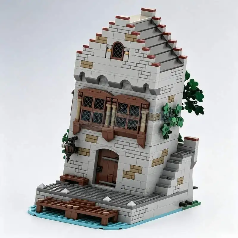 937 PCS Seaside Market Tower MOC Modular Building Blocks Model DIY Medieval Architecture Assembly Puzzle View Collection Gifts