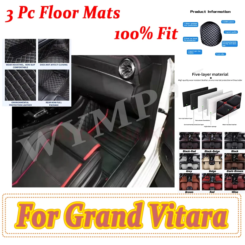 Luxury Car floor mats for Suzuki Grand Vitara (Four doors) 2006 2007 2008 2009 2010 2011 2012 2013 2014 2015 2016 2017 auto mats