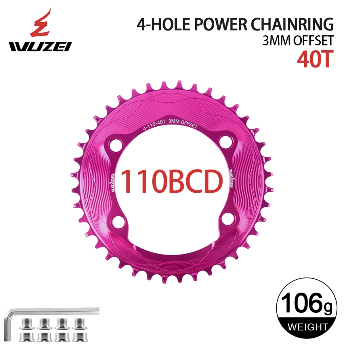 WUZEI 110BCD Rennrad Kettenblatt 8 9 10 11 12S Fahrrad Kettenblatt 40T 48T 58T Schmales breites Kettenrad für Shimano R7000 R8000 R9100