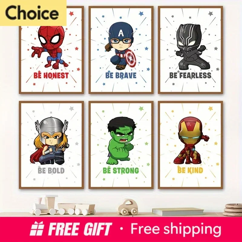 Superheros Spider Man Art Prints Cartoon Posters Inspirational Quote Diamond Painting Boys Room Wall Decor
