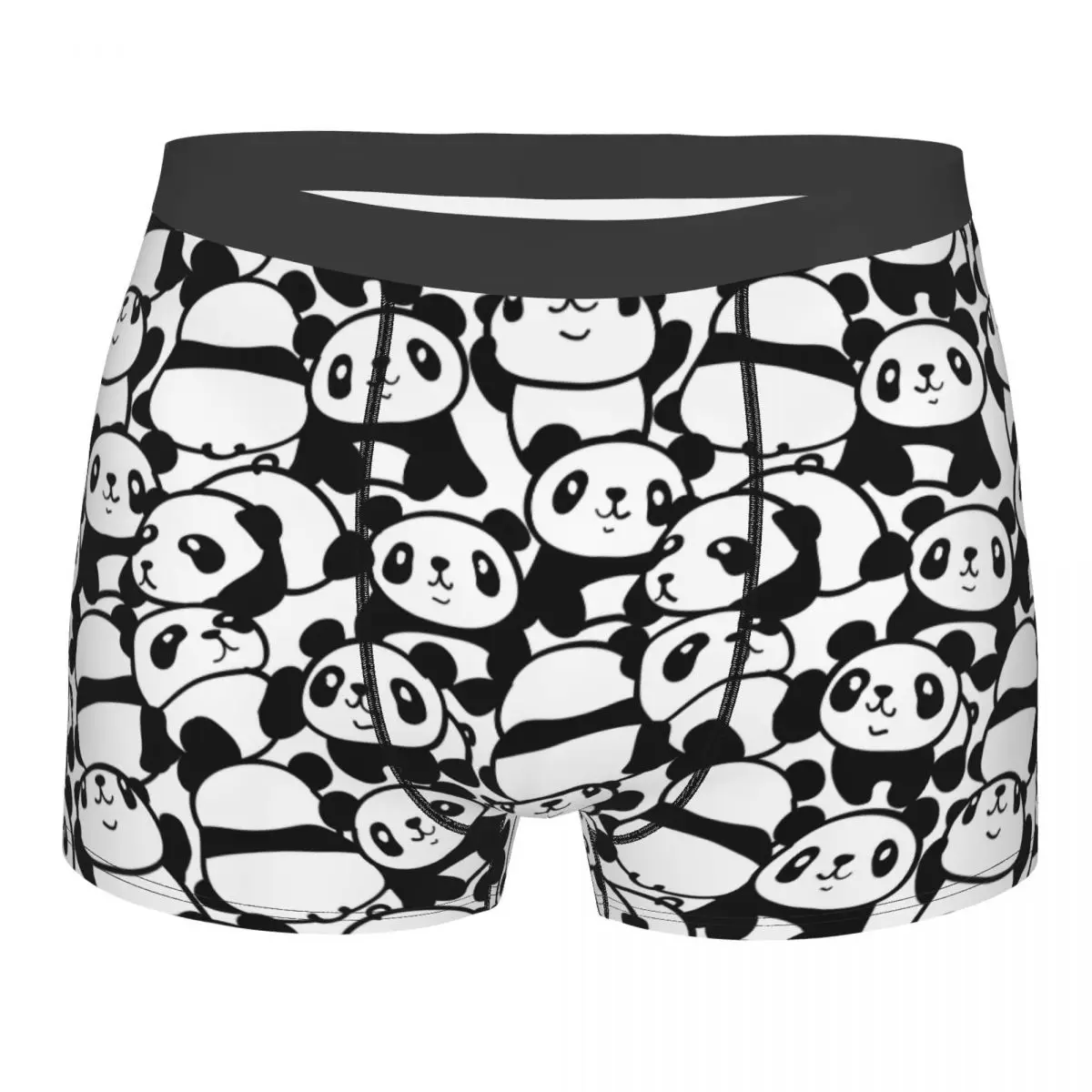 Sexy Boxer Shorts Panties Men's Panda Cartoon Pattern Underwear Lovely Animal Mid Waist Underpants for Homme Plus Size