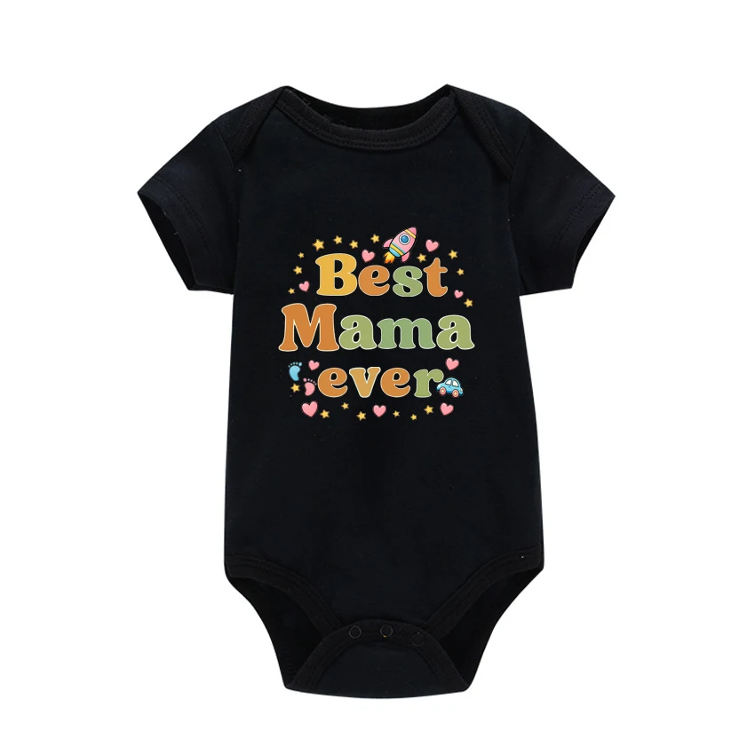 

Newborn Baby Bodysuits Cotton Summer Boys Girls Romper Jumpsuit Funny Best Mama Ever Print Short Sleeve Clothes 3-24M Infant