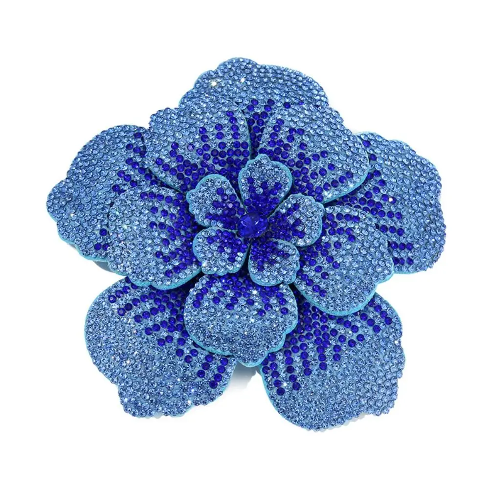 Three-dimensional Camellia Rhinestone Flower Patches Sparkling Embellishment Flower Brooch Fabrics DIY Craft Sewing Supplies