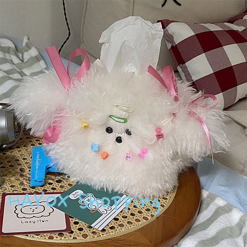 カーリーヘアと犬のデザインのクリエイティブなティッシュボックス,家庭用収納ボックス,リビングルーム,車,デスクトップ,ドパミン装飾