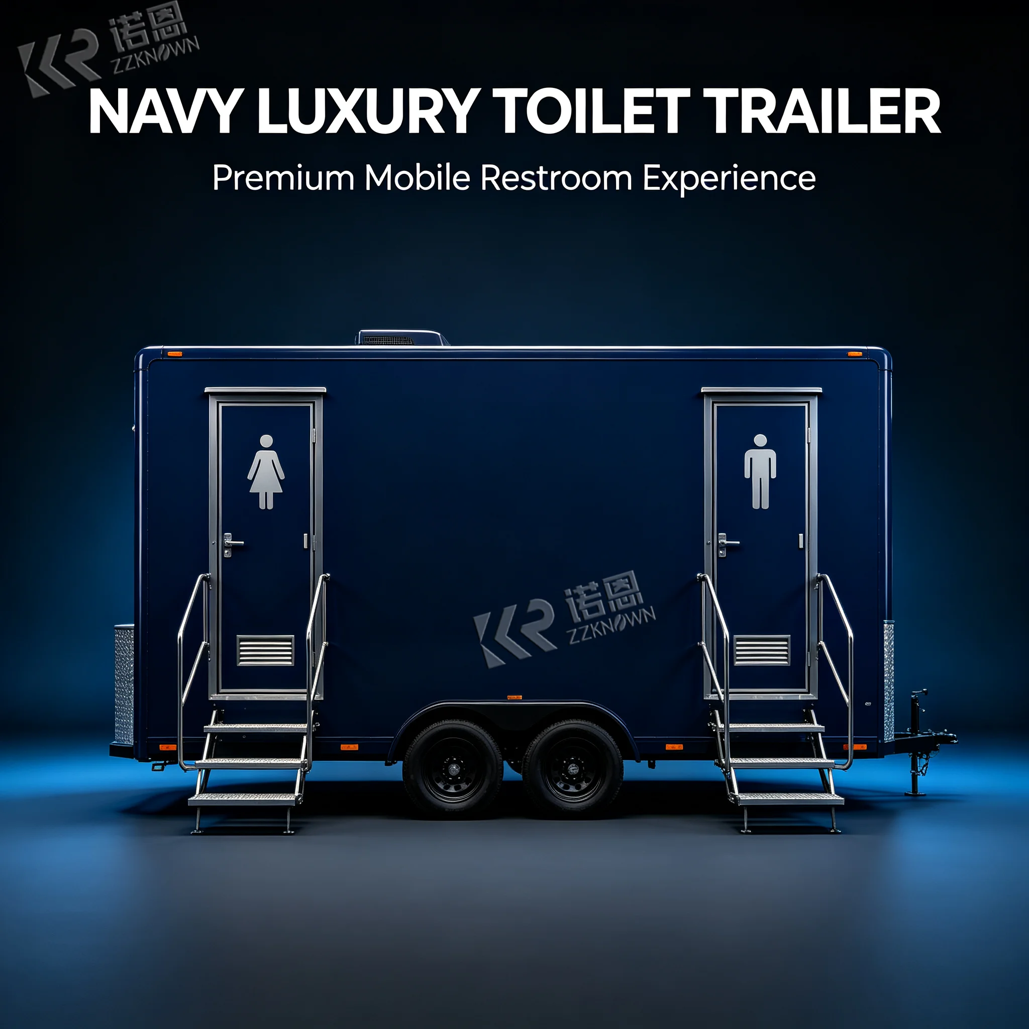 Customizable 2.9M Luxury Restroom Trailer Dual Toilet Cabins Mobile Portable Bathroom for Events Weddings and Construction Use