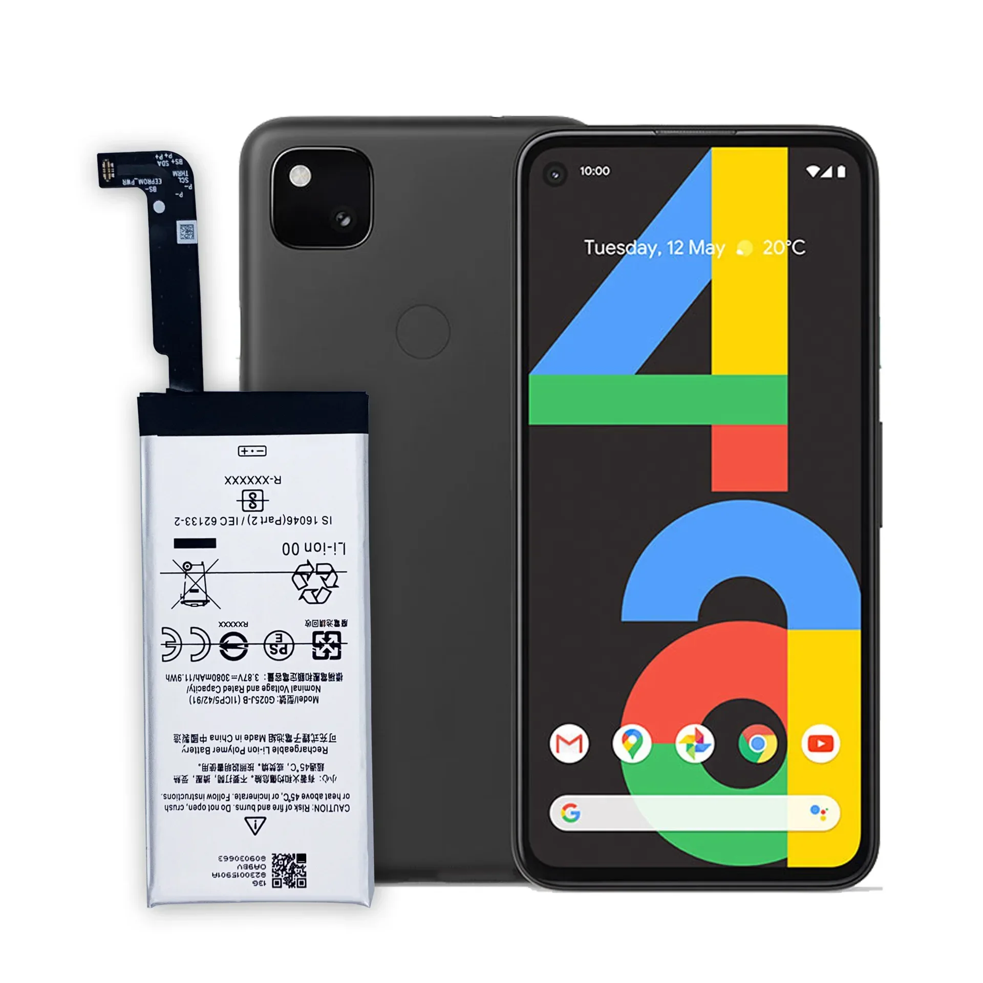 G025J-B個の交換用リチウム内部バッテリー、携帯電話バッテリー、Google Pixel 4a、最新の無料ツール、3080mah