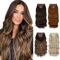 SARLA 4pcs/set Synthetic Long Wavy Clip In Hair Extensions 22\