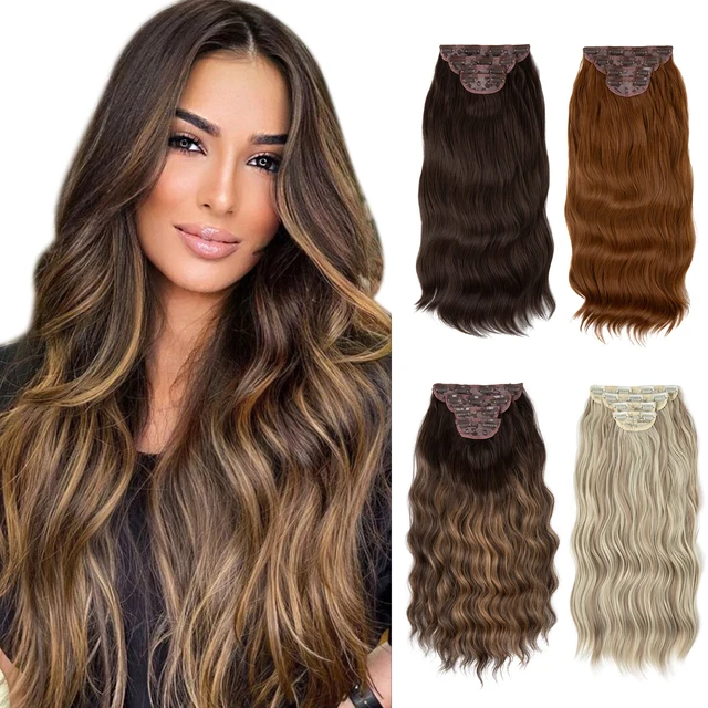 SARLA 4 sztuk/zestaw syntetyczne długie faliste doczepiane włosy doczepiane 22 "gruba treska dla kobiet brązowy blond czarny naturalne sztuczne włosy