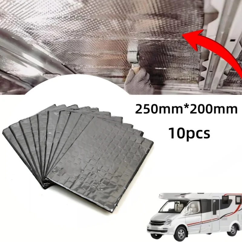 10pc Car Van Sound Deadening Mat Butyl Vibration Damping Audio Panel 250mm*200mm Noise Reduction Soundproofing Pad Insulation