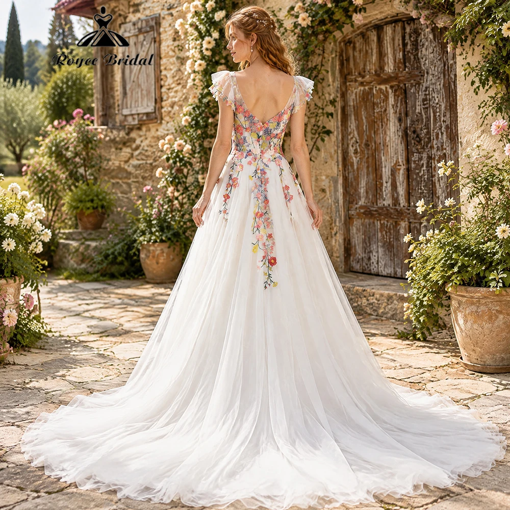 Roycebridal Appliques A Line Wedding Dresses 2027 Colorful Embroidery Sweetheart Bridal Gown Customized Vestido De Novia