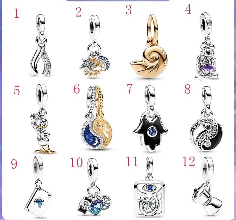 Pan S925 Silver Pendant DIY Jewelry Accessories Cartoon New Donald Duck Keychain Pendant