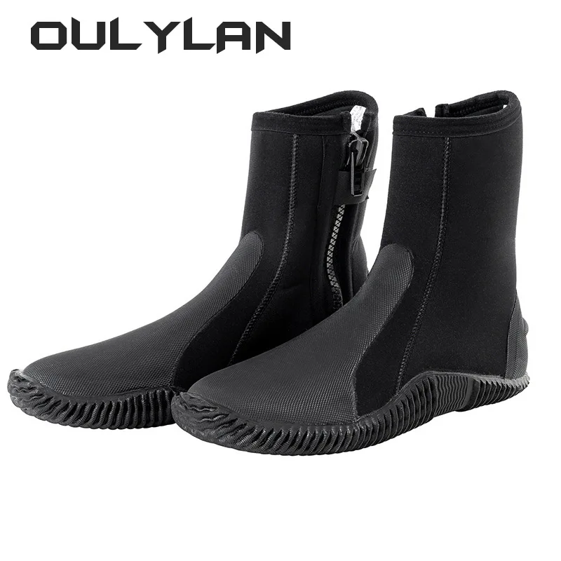 Oulylan 5MM Neoprene Scuba Diving Boots Water Shoes Vulcanization Winter Cold Proof High Upper Warm Fins Spearfishing Shoes