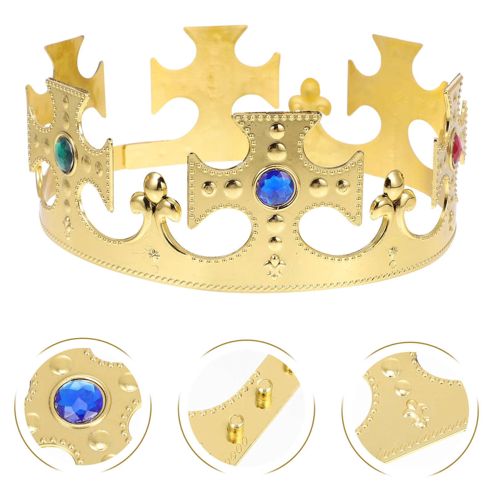 

4pcs Prince Crown Headb Plastic Kings Crown Costume Accessories Kids Birthday Party Stage Performance Golden Color