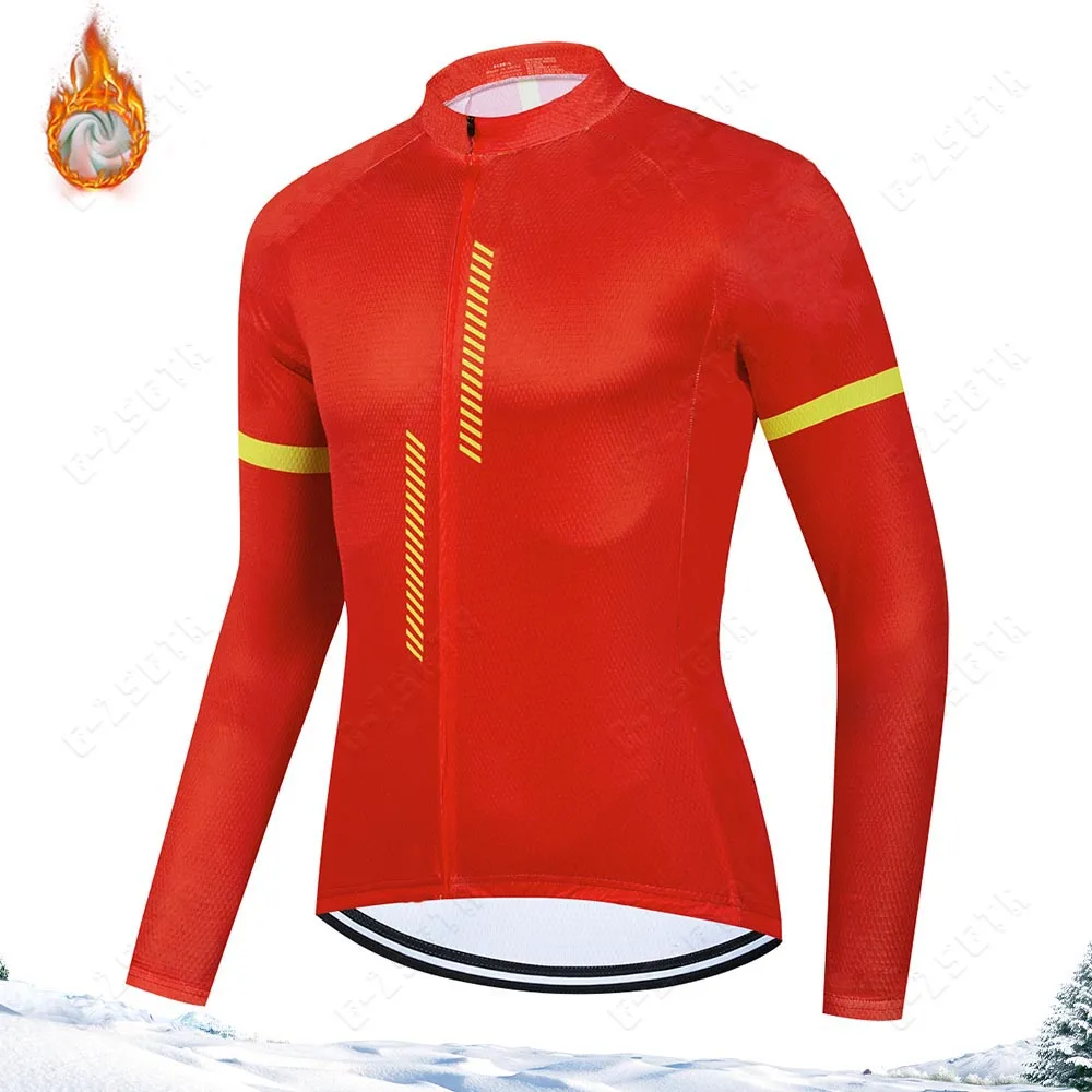 Winter Thermal Fleece Cycling Long Sleeves Mens Cycling Jersey Warm Road Bike Clothing Bibs Shockproof Pants MTB Bicycle Clothes