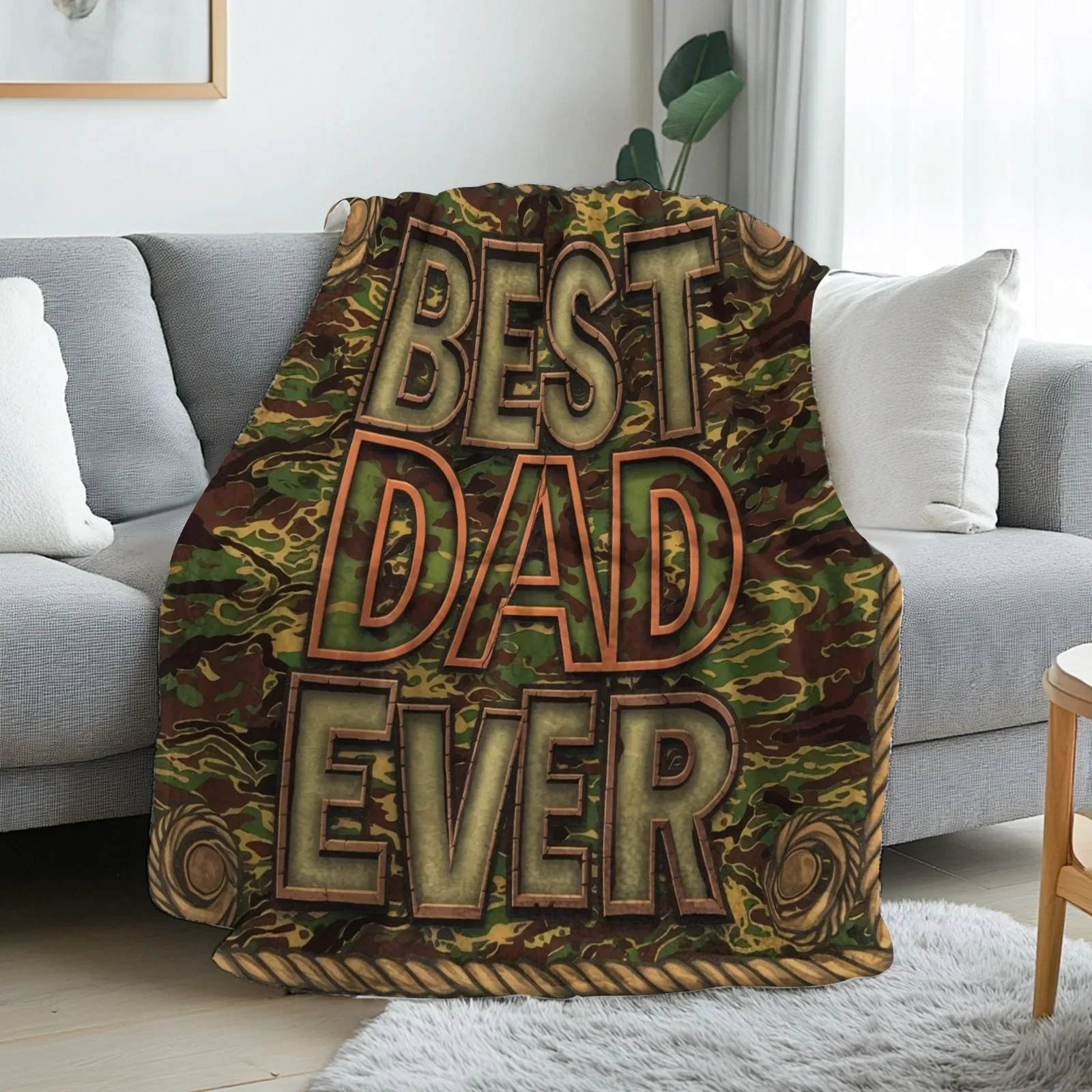 best father-exclusive camouflage flannel blanket durable all-season soft bedding, suitable as a gift a camping trip in the room