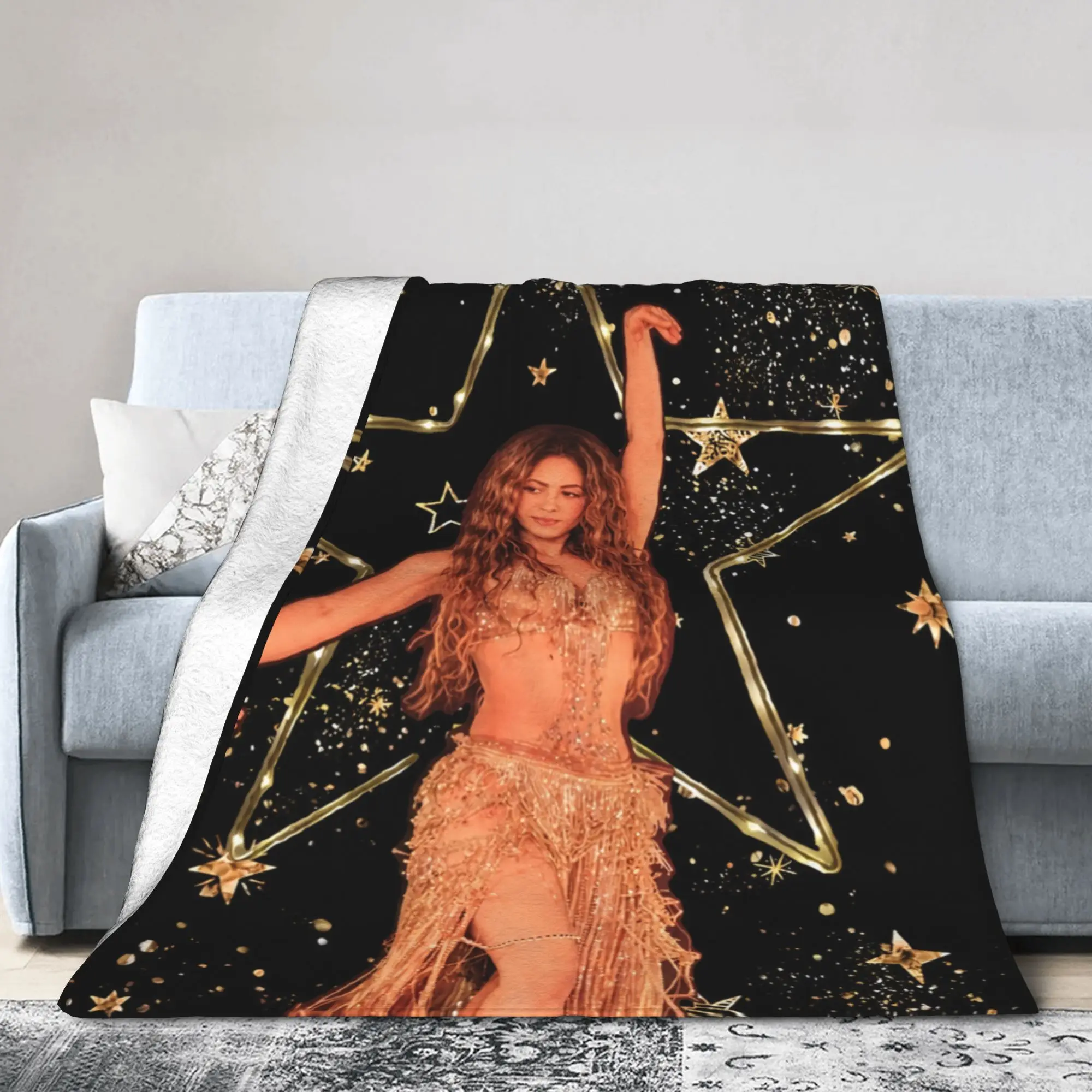 Shakira Colombian Singer Blanket Flannel Summer Air Conditioning  Multi-function  Thin Throw Blanket for Sofa Outdoor Bedspreads