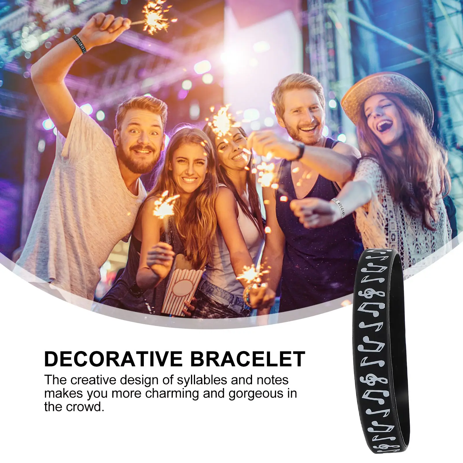 

10pcs Gift Wristband White 5 Note Bracelet Wrist Band For Music Festival Music Silicone Wristbands Festival Decorative Gift
