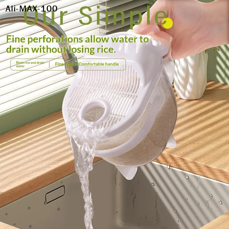 【AV】400ml Rice Washer Strainer Bowl Handle, For Rice Washing Bowl Needs And Rice Rinser Strainer Use With Beans, Pasta & Fruits