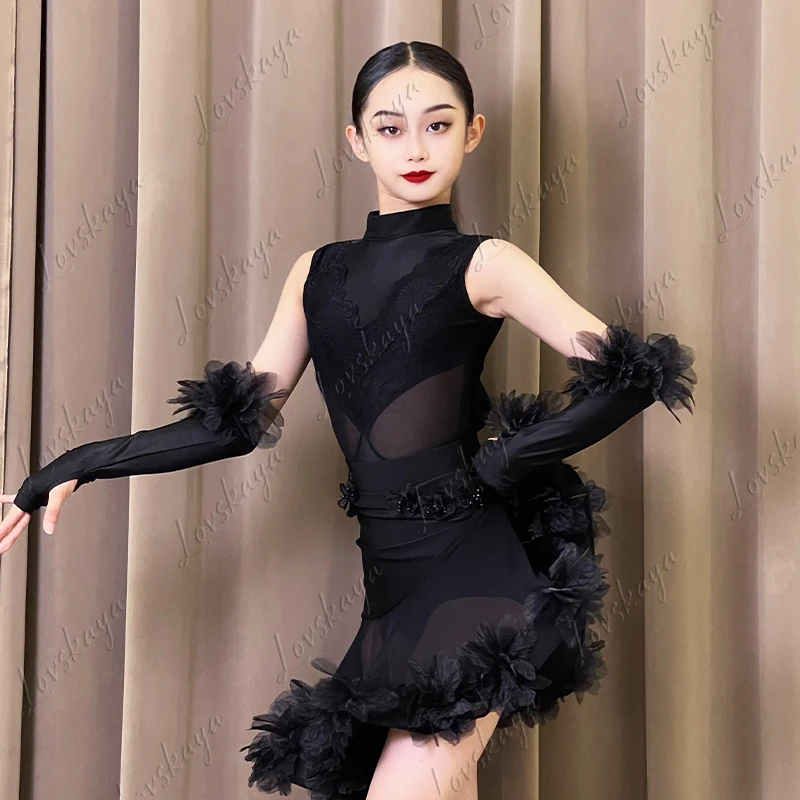 ชุดเต้นรำละตินรุ่นใหม่สำหรับเด็กผู้หญิง ชุดฝึกซ้อมสำหรับเด็ก ชุดการแสดงเต้นรำเด็กคุณภาพสูง