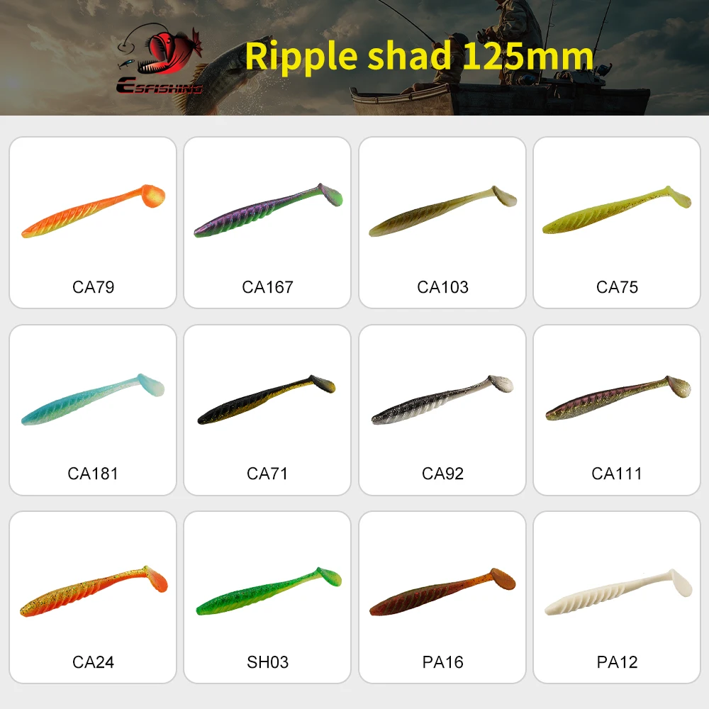 ESFISHING Angelköder Ripple Shad 100mm 125mm 70mm Weicher SwimBait Meeresangeln Plastikköder Hecht Barsch Pesca – Detail 8