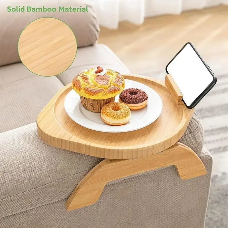 

Sofa Arm Table Wood Couch Armrest Table Wood Armrest Tray Foldable Couch Cup Holder For Remote Control Snacks Magazines Coffee