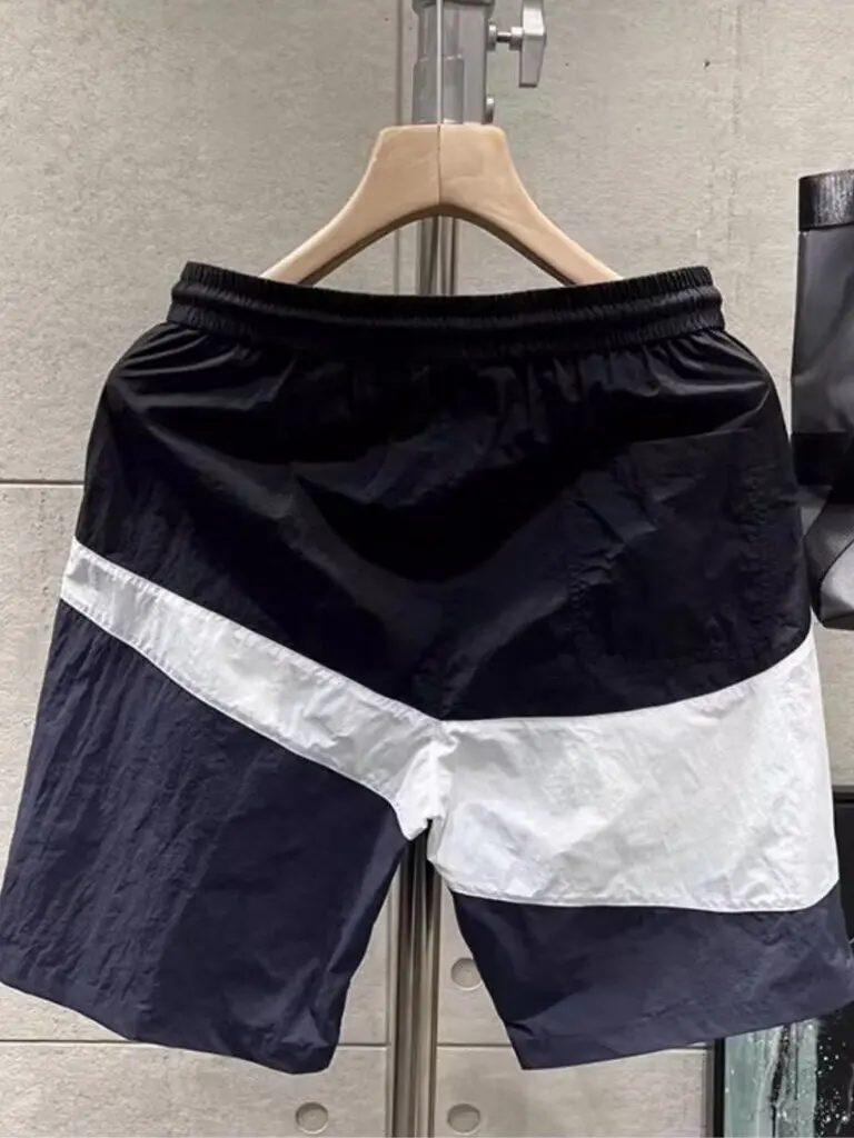 

Men's Summer Spor Qui-Dry Patchwork Loose Fit Casual Beach Five-Quarter Pants Faionable Trendy Brand Elastic Waist