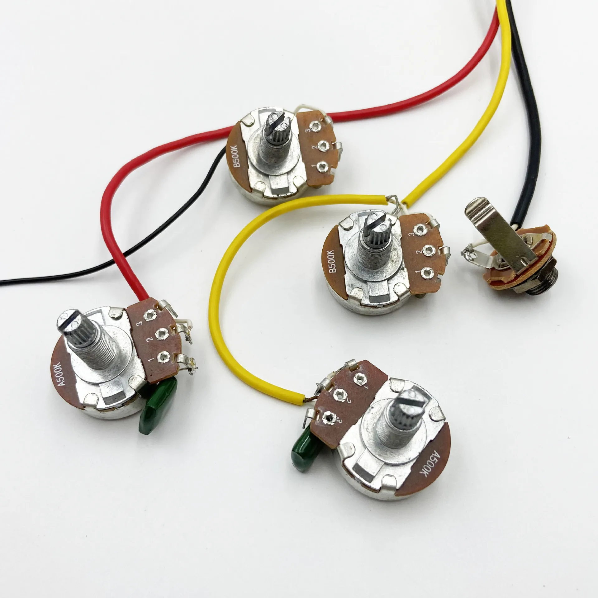 Prewired Guitar Wiring Harness 2 Volume 2 Tone 500K Pot Set with Open 3-Way Switch & Output Jack for LP Electric Guitar Parts
