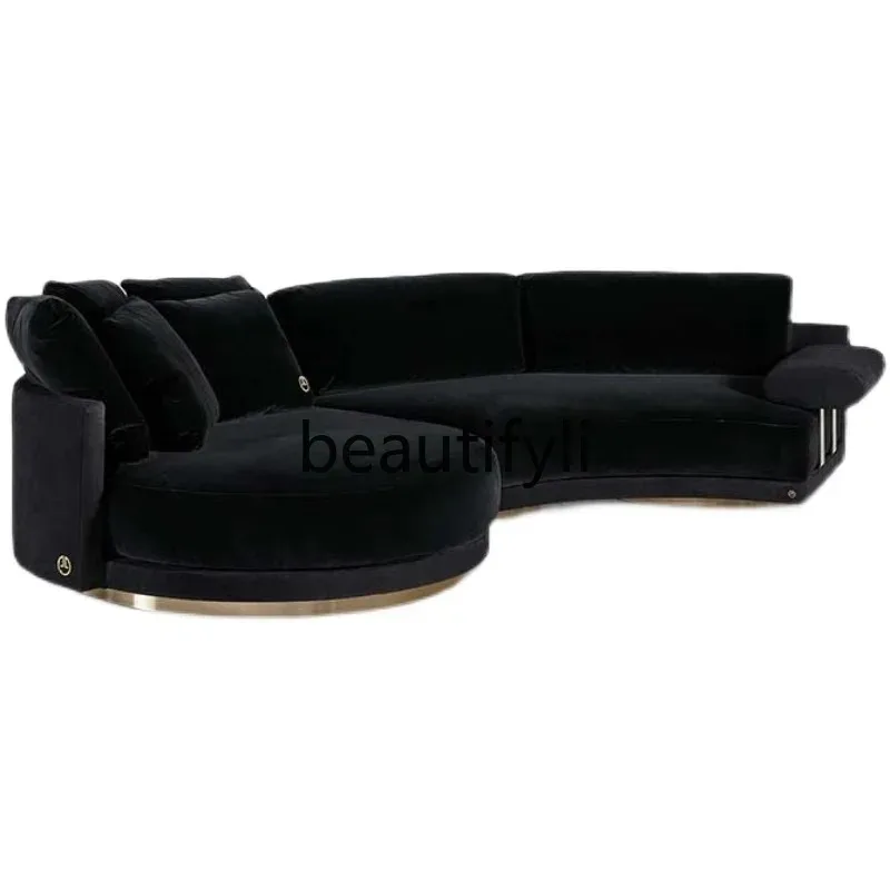 Italian light luxury matte leather sofa designer high-end villa living room three-person sofa furniture