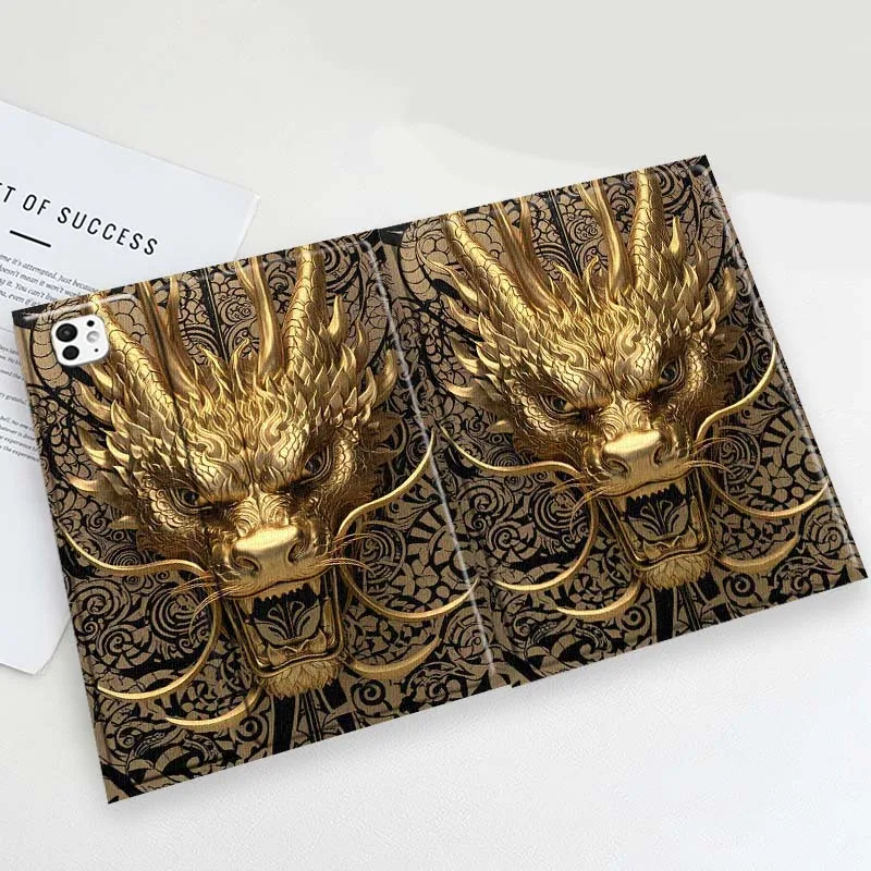 Dark Golden Dragon Cover For iPad Pro Mini Air 1 2 3 4 5 6 7 10 11 th 8 9 gen 11 M4 M5 Foldable Tablet Case