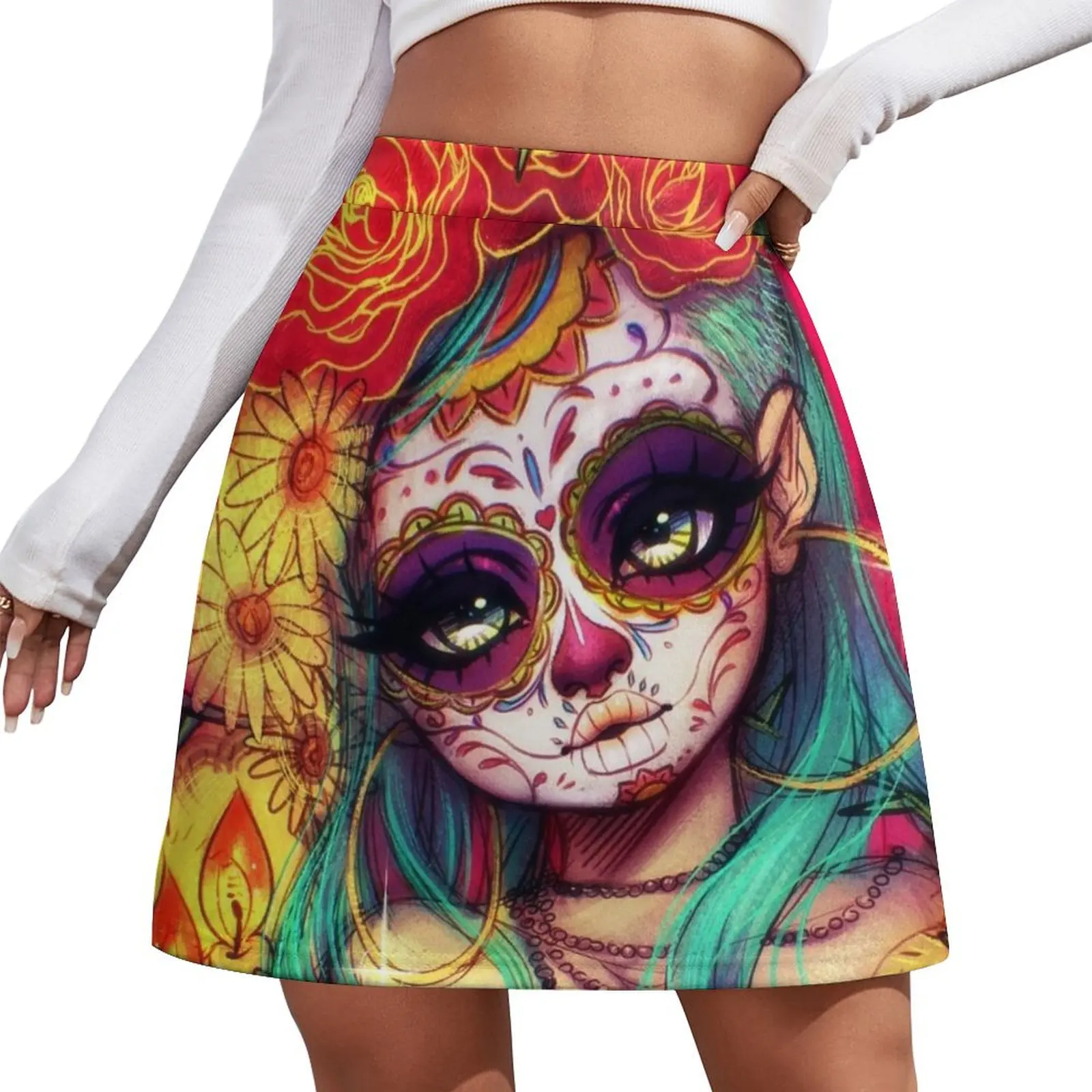 

Día de los Muertos Mini Skirt summer skirts Korean clothing