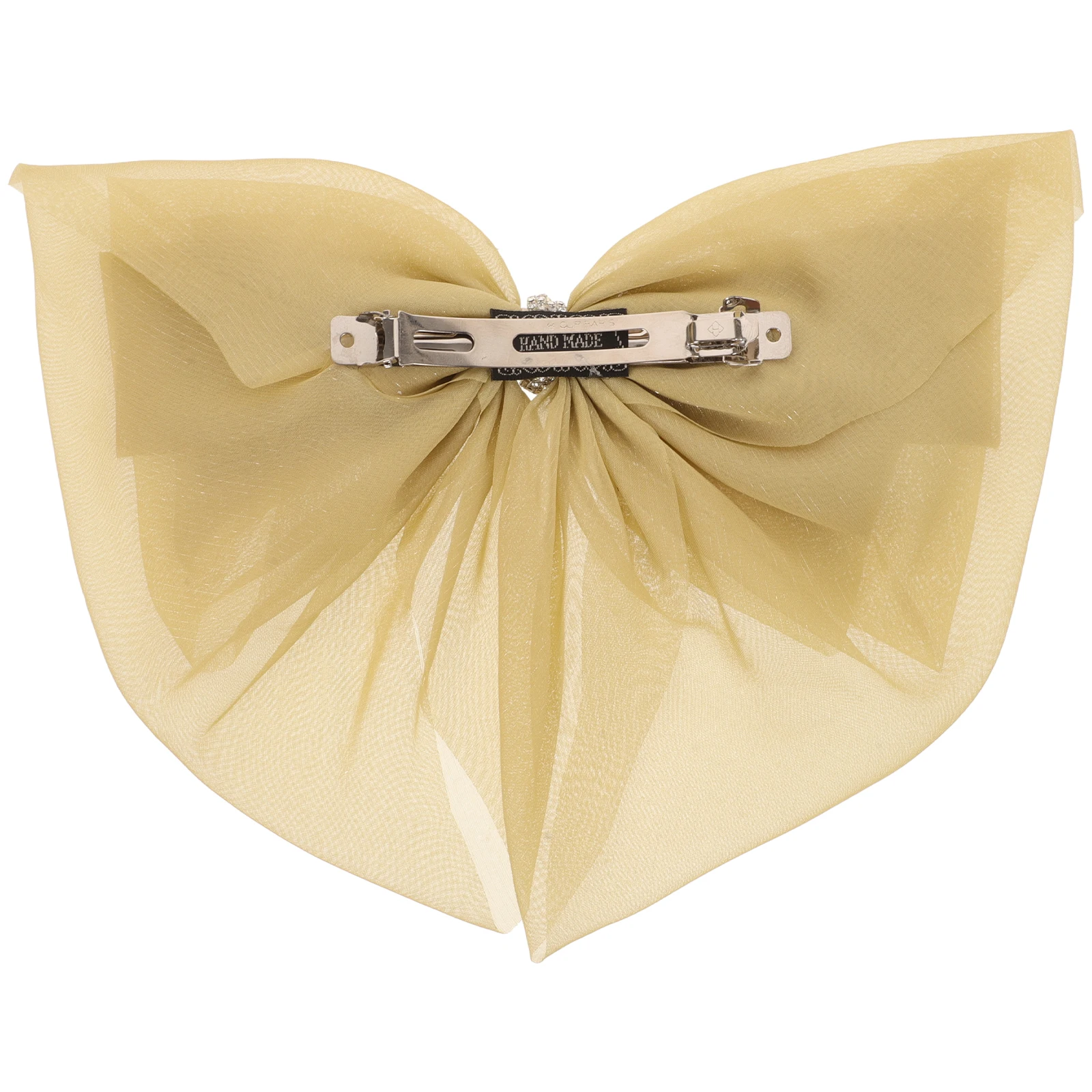

Spring Hair Clip Satin Bows Decoration Large Ribbon Bow Barrettes Mesh Rhinestone Spring Mechanism Versatile Backofhead