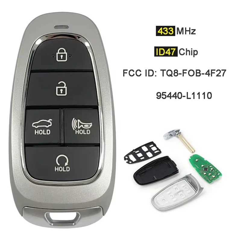 

CN020251 Aftermarket Keyless Key Remote FOB 47 Chip 433Mhz FCCID 95440-L1110 T08-F08-4F27 For Hyundai Sonata 2019-2020