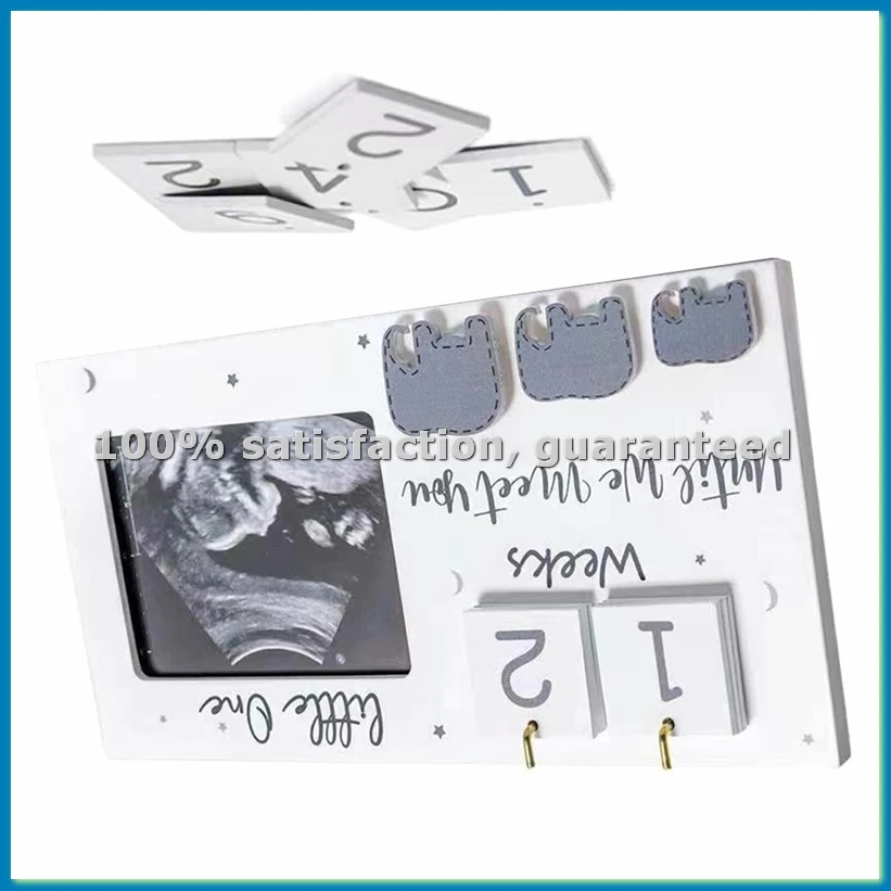 

Фоторамки для ультразвуковых снимков, рамки для УЗИ с отображением срока беременности, декор для детской комнаты в виде слоника для информации о рождении - A79M