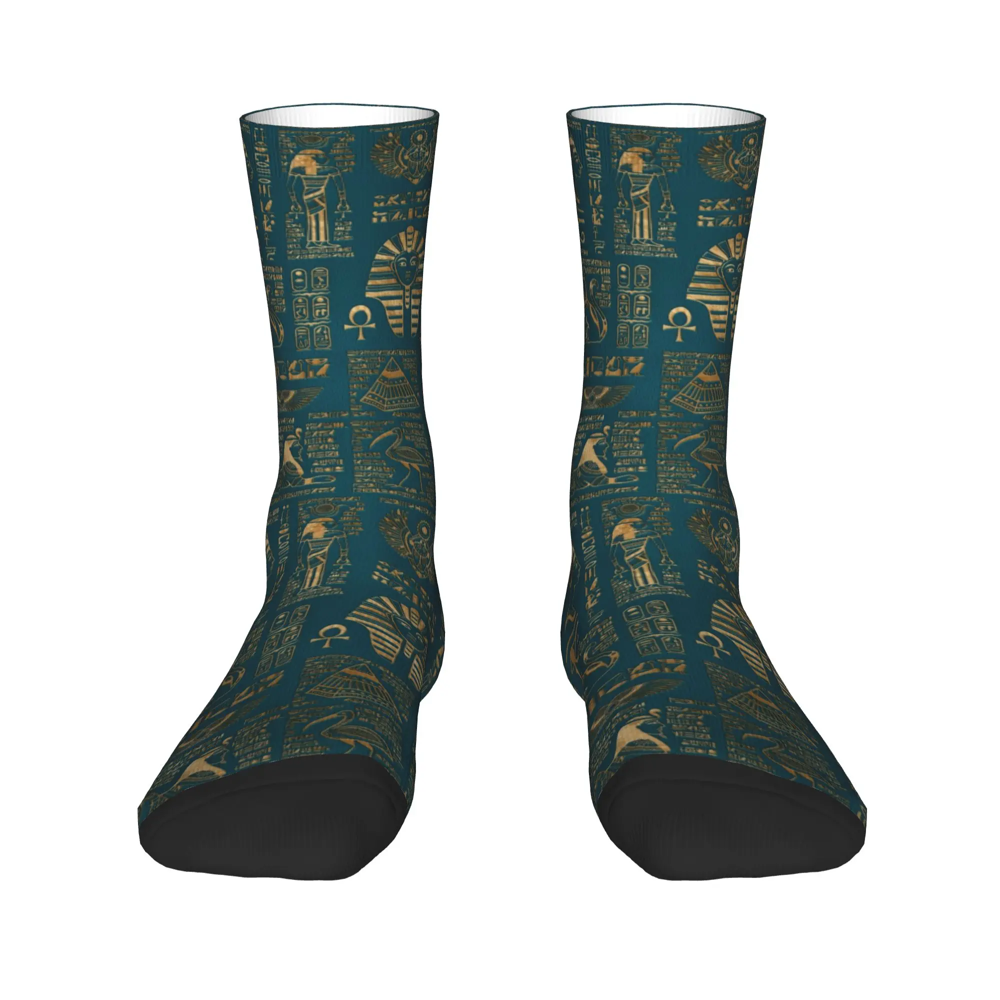 Custom Kawaii Egyptian Hieroglyphs And Deities Socks Men Women Warm 3D Printed Ancient Egypt Pharaoh Football Sports Socks view 2