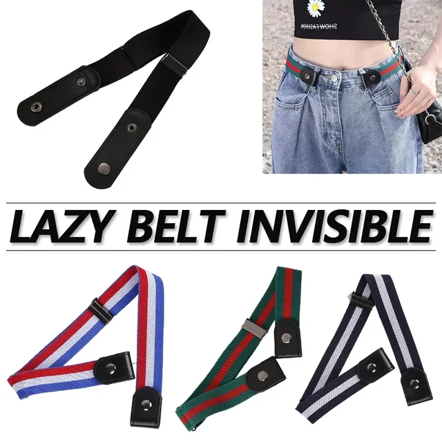 Regulowany elastyczny pas, niewidoczny pasek bez klamry dla kobiet i mężczyzn, do jeansów, spodni, sukienek, bez klamry, łatwy w zakładaniu, styl Ins.
