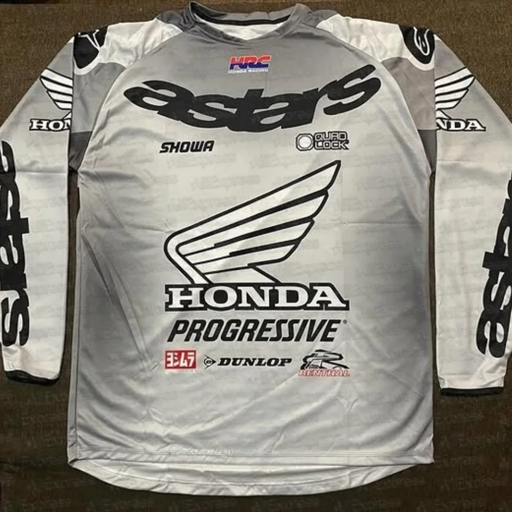 

Рубашка с длинным рукавом Honda для мотокросса, летняя мужская и женская свободная дышащая спортивная рубашка с 3D сеткой, быстросохнущий модный повседневный топ