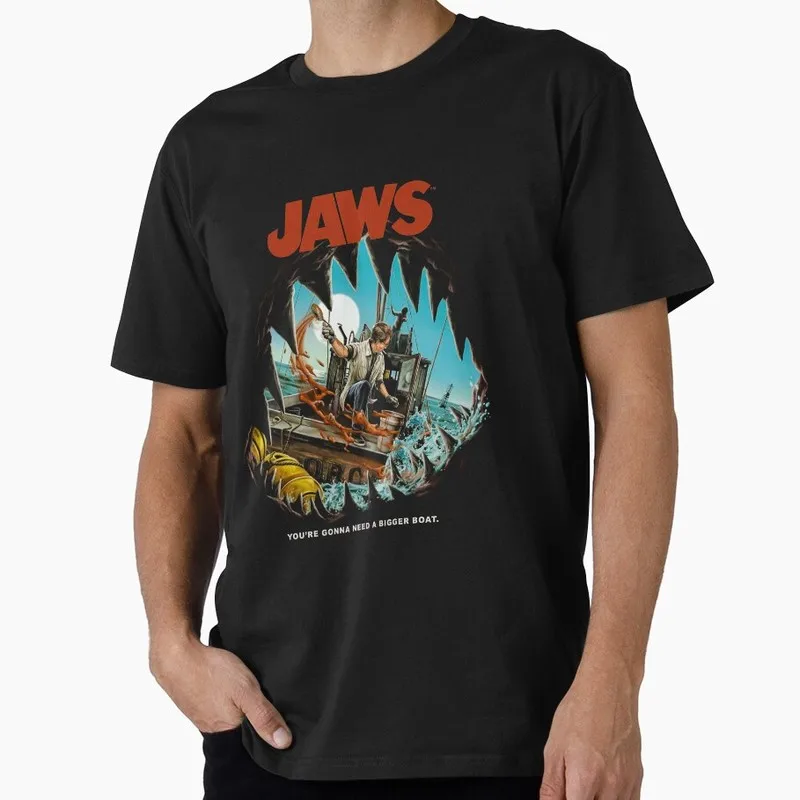 Jaws Horror Movie Halloween Gift T Shirt Vintage Amity Island Great White Shark Graphic Tops Unisex Short Sleeve Streetwear Tees