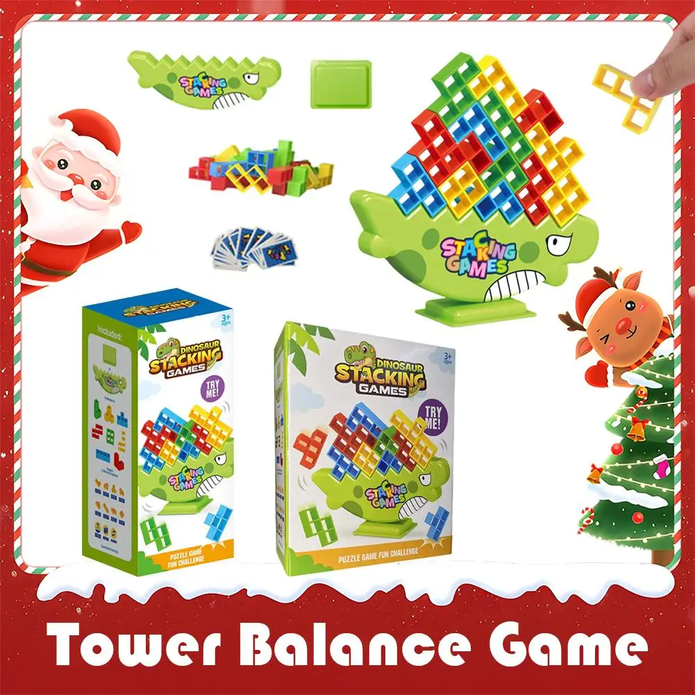 16 /32/48/64 Blocks Building Block Brick Toy Balance Stacked High Tower Swing Game Desktop Toy For Children Christmas Birthday