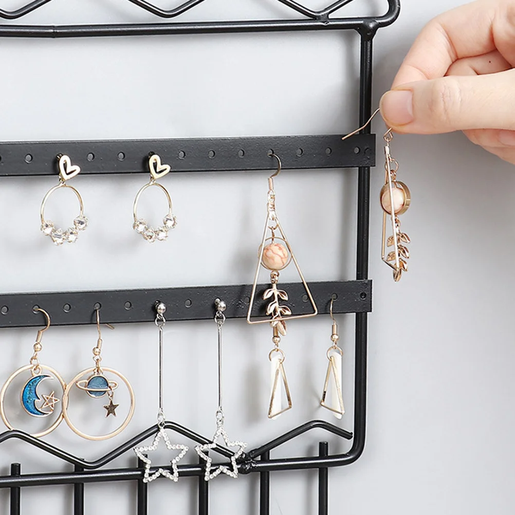 

1 шт., бытовая подставка для ювелирных изделий, стойка для сережек, крючки, органайзер, стильный очаровательный железный материал для выпечки, окрашенный настенный монтаж