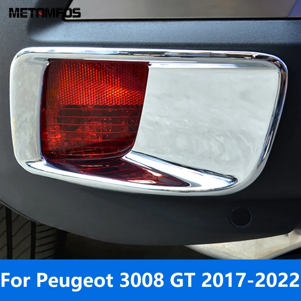 

Rear Fog Light Lamp Cover Trim For Peugeot 3008 GT 2017-2020 2021 2022 Chrome Foglight Frame Protector Accessories Car Styling