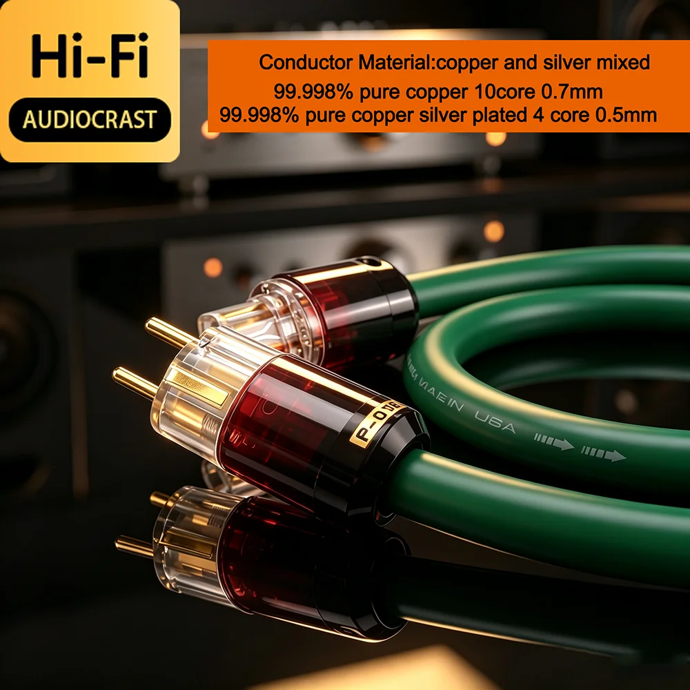 Audiocrast P108 Hifi 5N Sliver Plated EU Power Cable US Audio Power Cable AC Cable Line Schuko EU