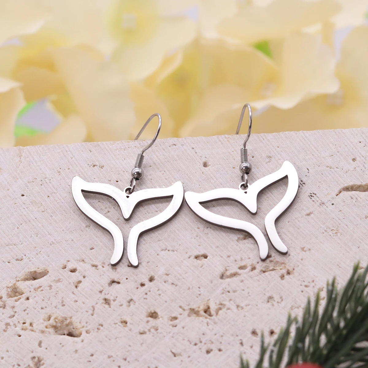 Kinitial Stainless Steel Mermaid Tail Dangle Earrings Ocean Fish Drop Ear Jewelry For Women Summer Marine Fashion Ear Accessory