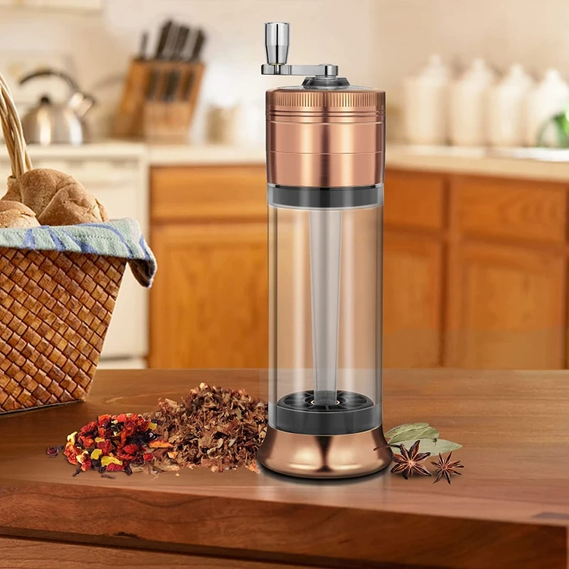 

3-in-1 Herb Grinder with Filling Function | Manual Crank Alloy Smoke Crusher | Single Unit Multi-Color | Storage & Rolling Tool