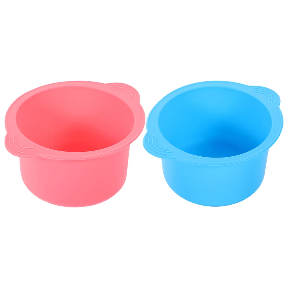 

2pcs Beauty Mixing Bowl 400ml Silicone Wax Pot High Temp Resistant Easy Demolding Mask Design Hair Removal Therapy Kit