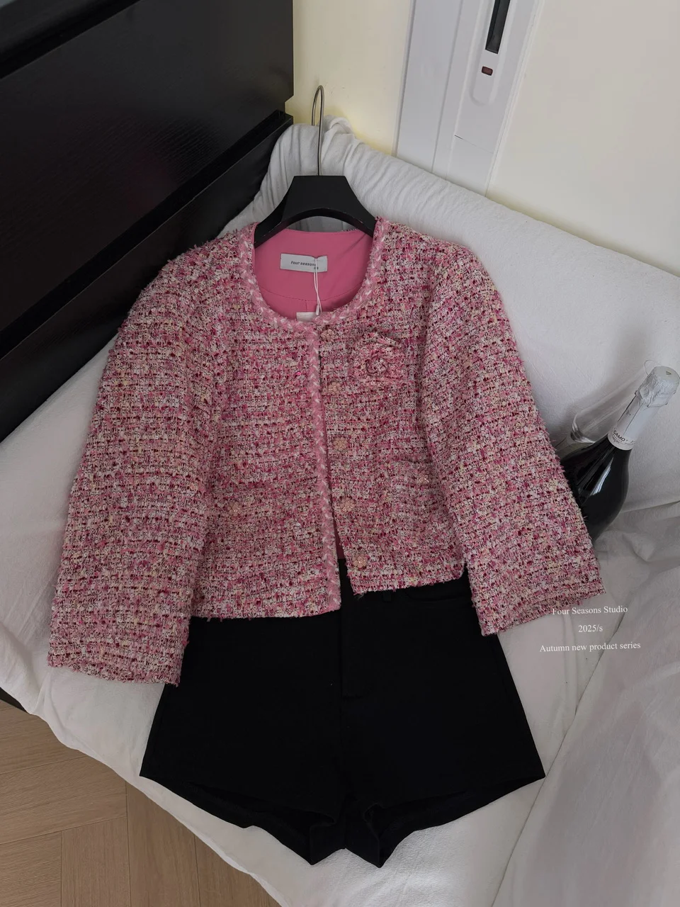 Woman Celebrity Plaid Fragrant Style Short Coat Women's Tweed Woven Temperament Jackets