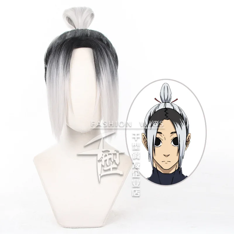 Anime Gagamaru Gin Cosplay Wig 30cm Short Synthetic Hair Blue Lock Wigs Dyeing Style Halloween Party + Wig Cap