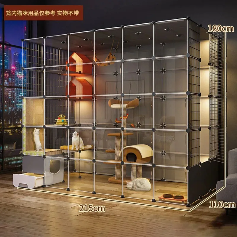 Super Large Cat Cages Free Space Cat Cage House Home Indoor Cat Villa Cat Litter Box Integrated Cat Cabinet Multi-layer Cat Cage