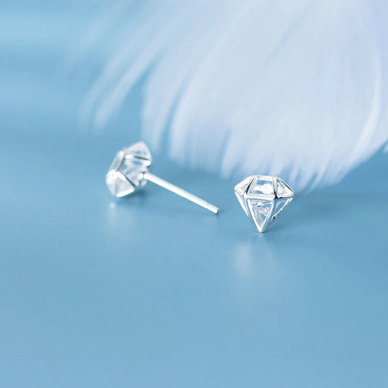 MODIAN Sparking AAA Zircon Geometric Stud Earring for Women 925 Sterling Silver Hollow Out Diamond Shape Ear Studs Fine Jewelry