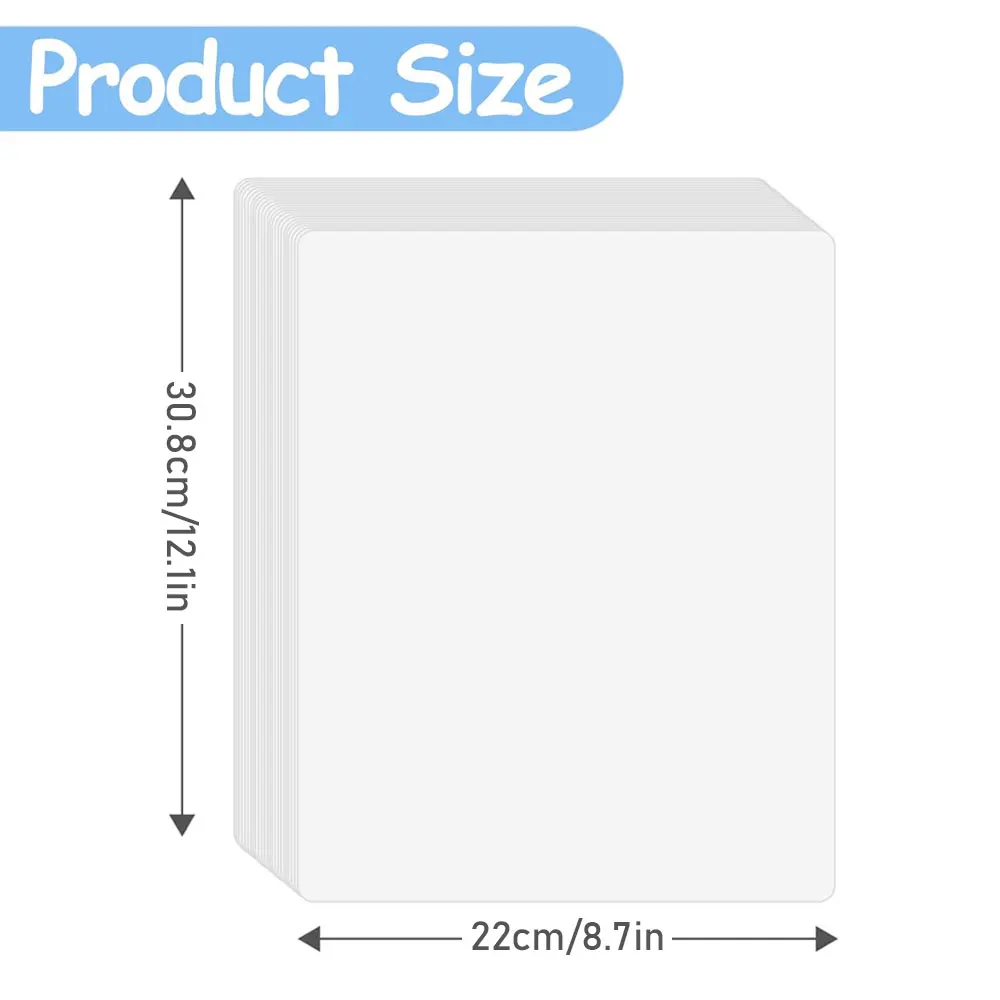 100pcs A4 thermoplastic laminated bags, rounded corner design, 7C film thickness, for document and photo protection.