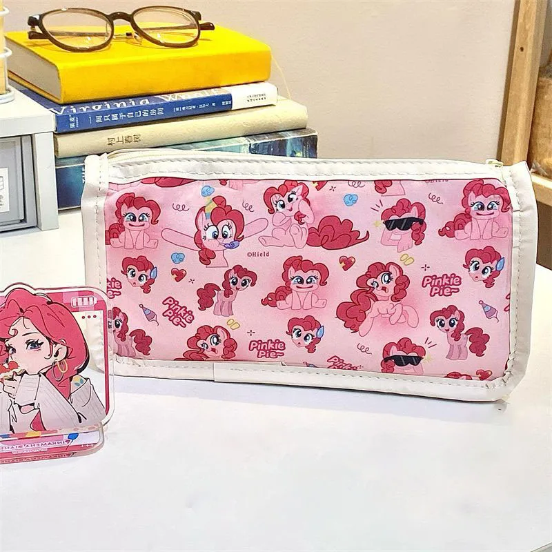 Anime My Little Horse Stationery Bag Cute Cartoon Girl Heart Pink Pony Print Transparent PVC Student Pen Storage Bag Girls Gifts